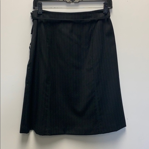 J.Crew wool pinstripe black skirt with tie - Picture 3 of 4